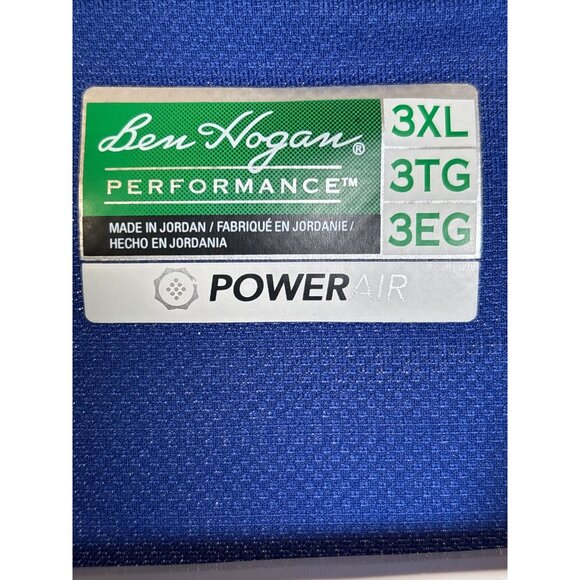 Ben Hogan Size 3X‎ Performance Power Air Royal Blue Pique Golf Polo Shirt NWOT - Picture 7 of 9